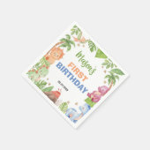 Jungle Dinosaur Boy Birthday Party Napkins Serviette (Ecke)