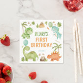 Jungle Dinosaur Cute Boy Birthday Party Napkins Serviette (Beispiel)