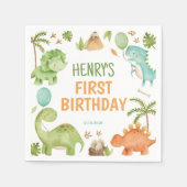 Jungle Dinosaur Cute Boy Birthday Party Napkins Serviette (Vorderseite)