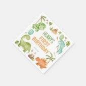 Jungle Dinosaur Cute Boy Birthday Party Napkins Serviette (Ecke)
