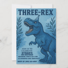 Jungle Dinosaur Drei-Rex Geburtstag Einladung