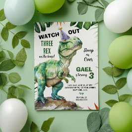 Jungle Dinosaur Drei-Rex Geburtstag Einladung