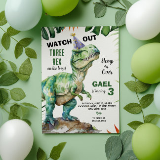 Jungle Dinosaur Drei-Rex Geburtstag Einladung