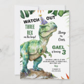 Jungle Dinosaur Drei-Rex Geburtstag Einladung (Vorderseite)