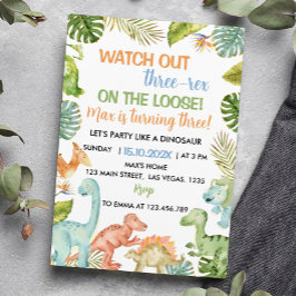 Jungle Dinosaur Drei-Tage-Einladung Einladung