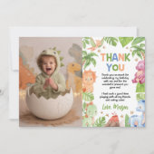 Jungle Dinosaur Niedlich Boy Birthday Party Foto Dankeskarte (Vorderseite)