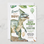 Jungle Dinosaur T Rex Baby Boy Dusche Einladung (Vorderseite)