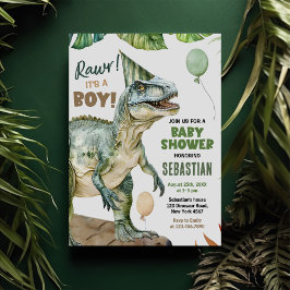 Jungle Dinosaur T Rex Baby Boy Dusche Einladung