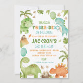 Jungle Dinosaur Three-Rex Cute Boy Birthday Party Einladung (Vorderseite)