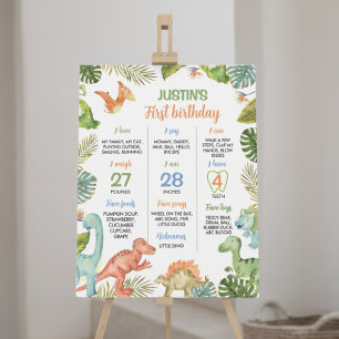 Jungle Dinosaurier 1. Geburtstag Milestone Zeichen Poster