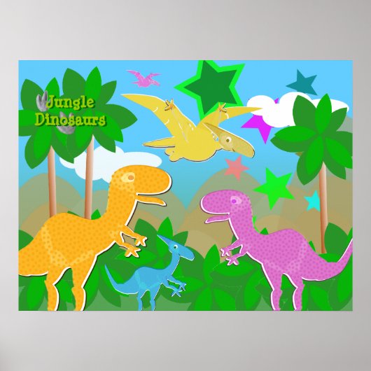Jungle Dinosaurier Color Poster (Vorne)