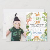 Jungle Dinosaurier Geburtstag Foto Danke Karte (Vorderseite)