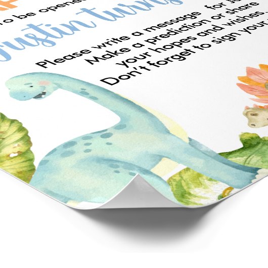 Jungle Dinosaurier Geburtstag Zeitkapsel Zeichen Poster (Ecke)