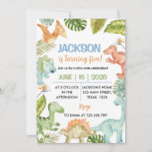 Jungle Dinosaurier Geburtstagsparty Einladung (Vorderseite)