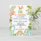 Jungle Dinosaurier Geburtstagsparty Einladung (Stehend Vorderseite)
