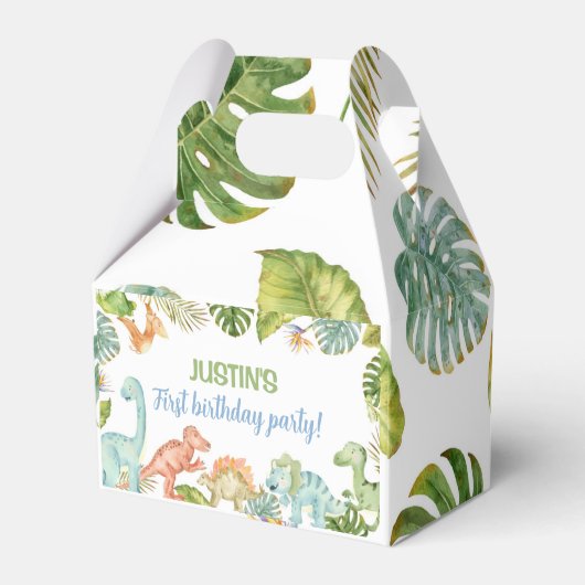 Jungle Dinosaurier Party Birthday Favor Box Geschenkschachtel (Rückseite)