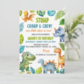 Jungle Dinosaurier zum Geburtstag Einladung (Stehend Vorderseite)