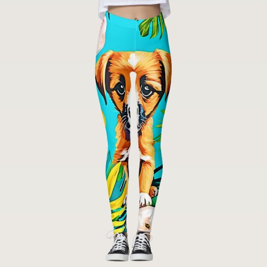 Jungle Dog Art Leggings (Vorderseite)