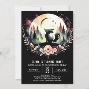 Jungle Dreamy Wolf Birthday Einladung