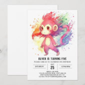 Jungle Editable Monkey Birthday Einladung (Vorne/Hinten)