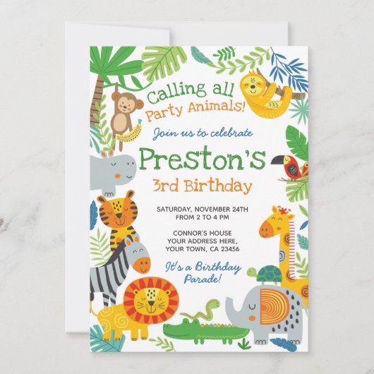 Jungle Einladung (Vorderseite)