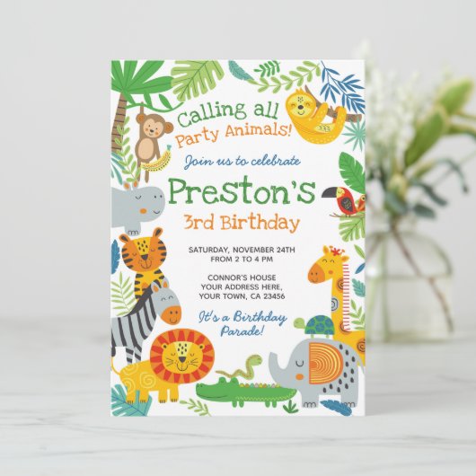 Jungle Einladung (Stehend Vorderseite)