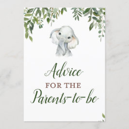 Jungle Elefant Advice for Parents Sign Size 12x18" Einladung