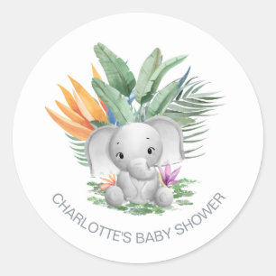 Jungle Elephant Baby Dusche Runder Aufkleber