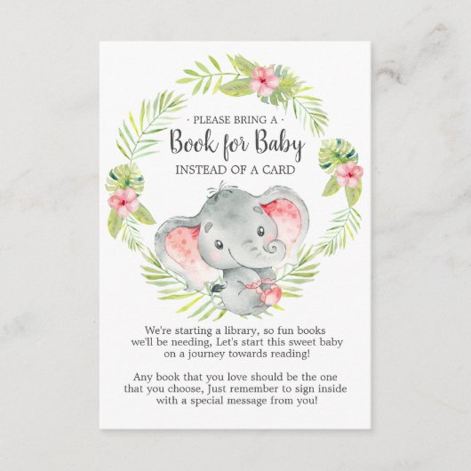 Jungle Elephant Baby Shower Book for Baby Card Begleitkarte (Vorderseite)