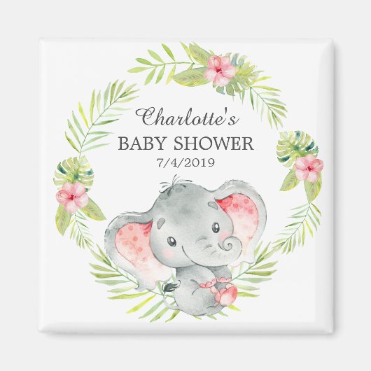 Jungle Elephant Baby Shower Fevor Magnet (Vorne)
