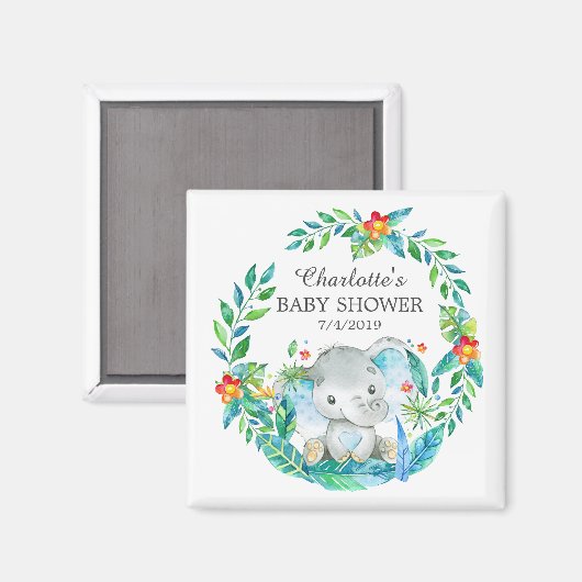 Jungle Elephant Baby Shower Fevor Magnet (Vorderseite/Rückseite)