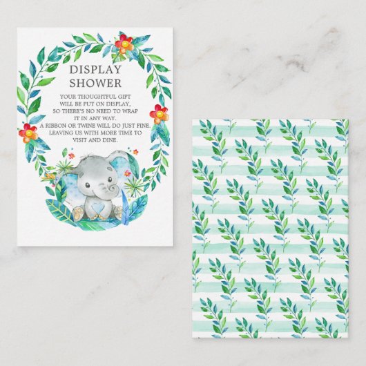 Jungle Elephant Babydusche Geschenkdusche Begleitkarte (Vorne/Hinten)