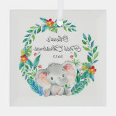 Jungle Elephant Baby's First Christmas Ornament Aus Glas (Rückseite)