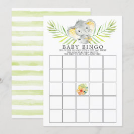 Jungle Elephant BINGO Baby Showspiel Einladung