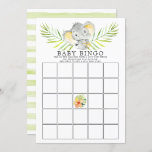 Jungle Elephant BINGO Baby Showspiel Einladung