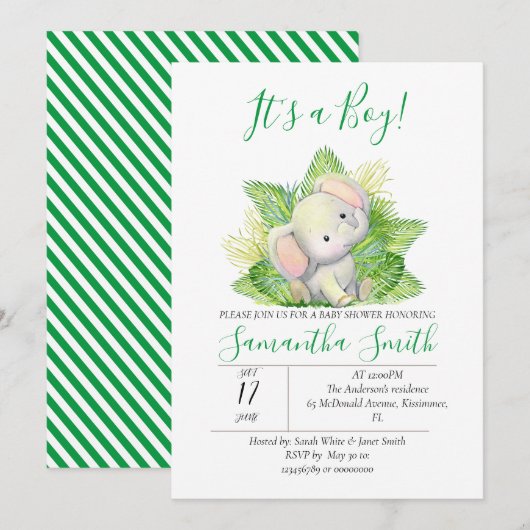 Jungle Elephant-Einladung Einladung (Vorne/Hinten)