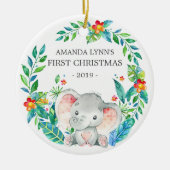 Jungle Elephant Foto1. Weihnachtsfeier Keramik Ornament (Vorne)