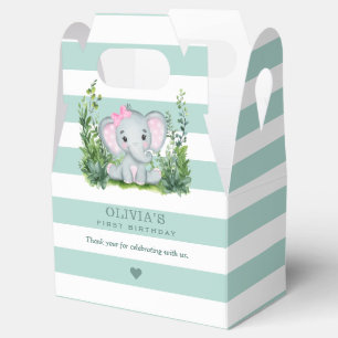 Jungle Elephant Green Girl 1. Geburtstag Vielen Da Geschenkschachtel