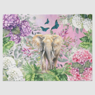 Jungle Elephant & Hydrangeas & Schmetterlinge Seidenpapier