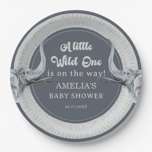 Jungle Elephant Safari Baby Dusche Teller (Vorderseite)