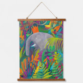 Jungle Elephant Wandteppich Mit Holzrahmen (Vorderseite)