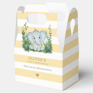 Jungle Elephant Yellow 1. Geburtstag Vielen Dank Geschenkschachtel