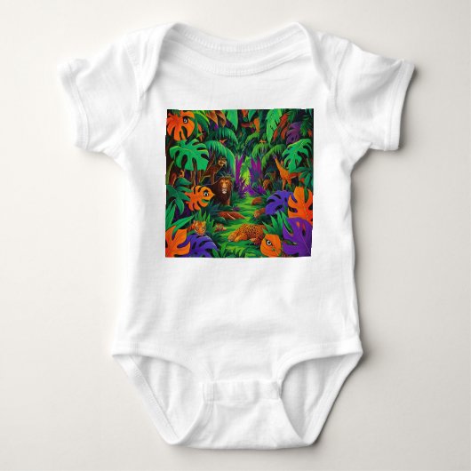 Jungle Exotic Animals Baby Jersey Bodysuit Baby Strampler (Vorderseite)