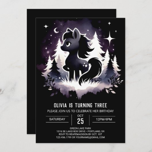 Jungle Fantasy Horse Geburtstag Einladung (Vorne/Hinten)