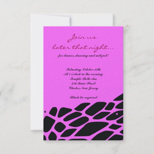 JUNGLE FEVER Bat Bar Mitzvah Party Card Rosa Einladung (Vorderseite)