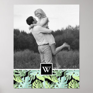 Jungle Floral Pattern   Ihr Foto und Ihren Anfangs Poster