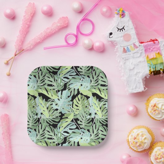 Jungle Floral Pattern Pappteller (Party)