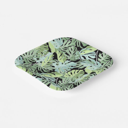 Jungle Floral Pattern Pappteller (Gewinkelt)