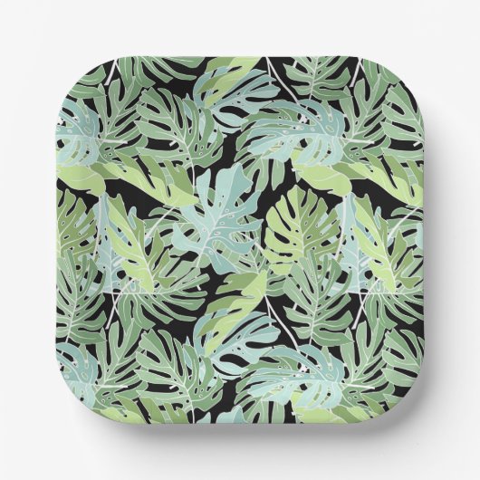 Jungle Floral Pattern Pappteller (Vorderseite)