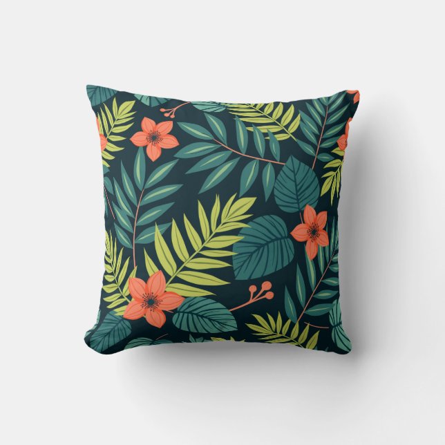 Jungle Foliage Pattern – Lush Tropical Leaf Design Kissen (Vorderseite)